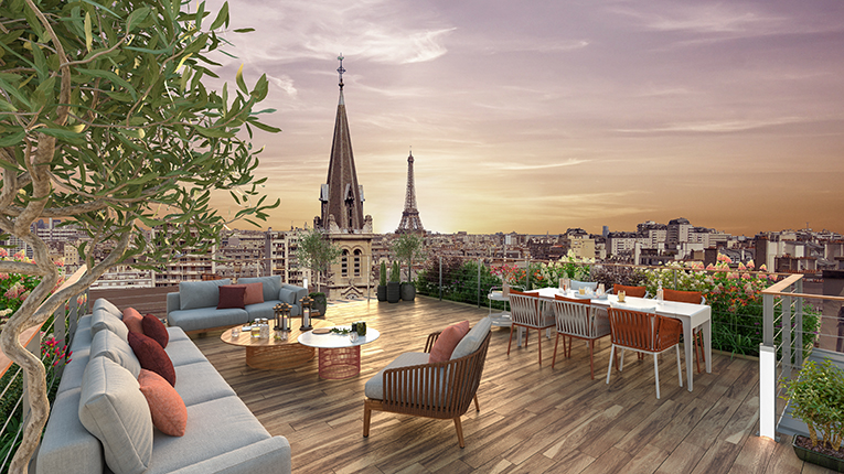 3D artist architecture 3D designer dratftsman rooftop penthouse Paris